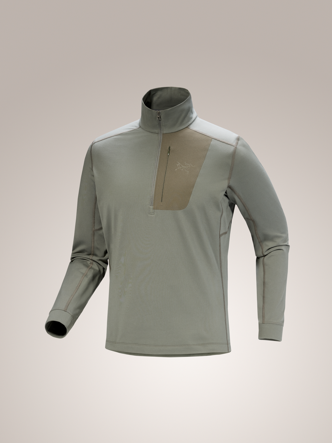 Forage green and Tatsu Arc'teryx Rho LT Zip Neck men's baselayer