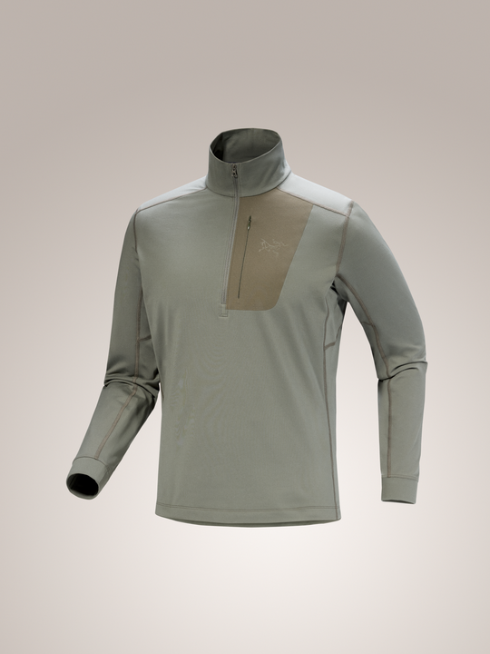 Forage green and Tatsu Arc'teryx Rho LT Zip Neck men's baselayer
