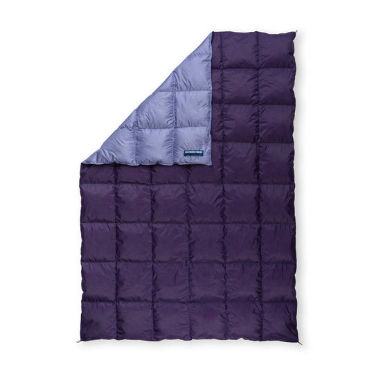 Feathered Friends Dark Purple and Light Purple down blanket on white background