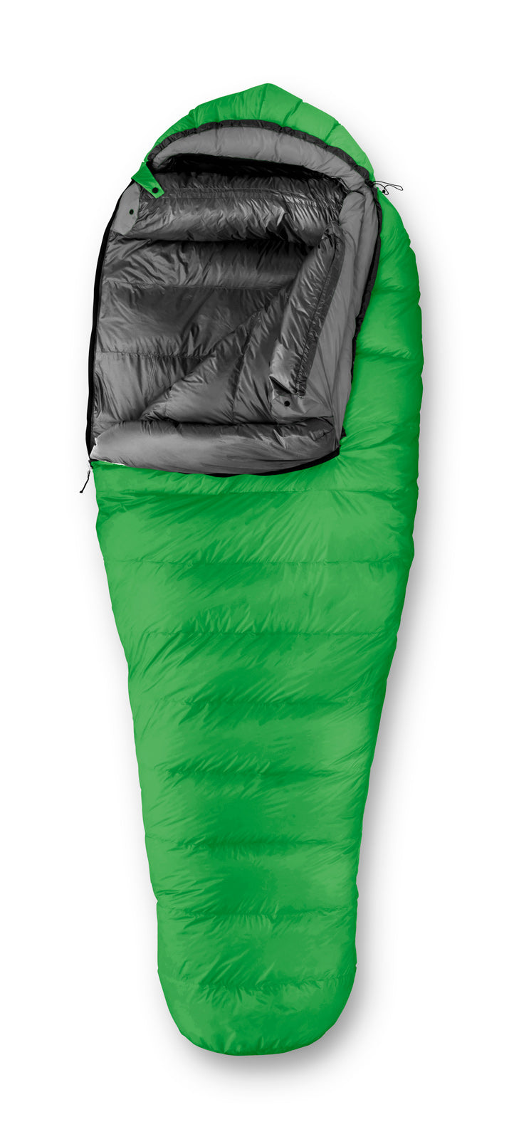 Studio photo of clover green Feathered Friends Petrel UL 10 Degree Ultralight Women's Down Sleeping Bag
