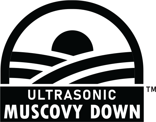 Logo of Ultrasonic Muscovy Down with a stylized depiction of a field and silhouette.