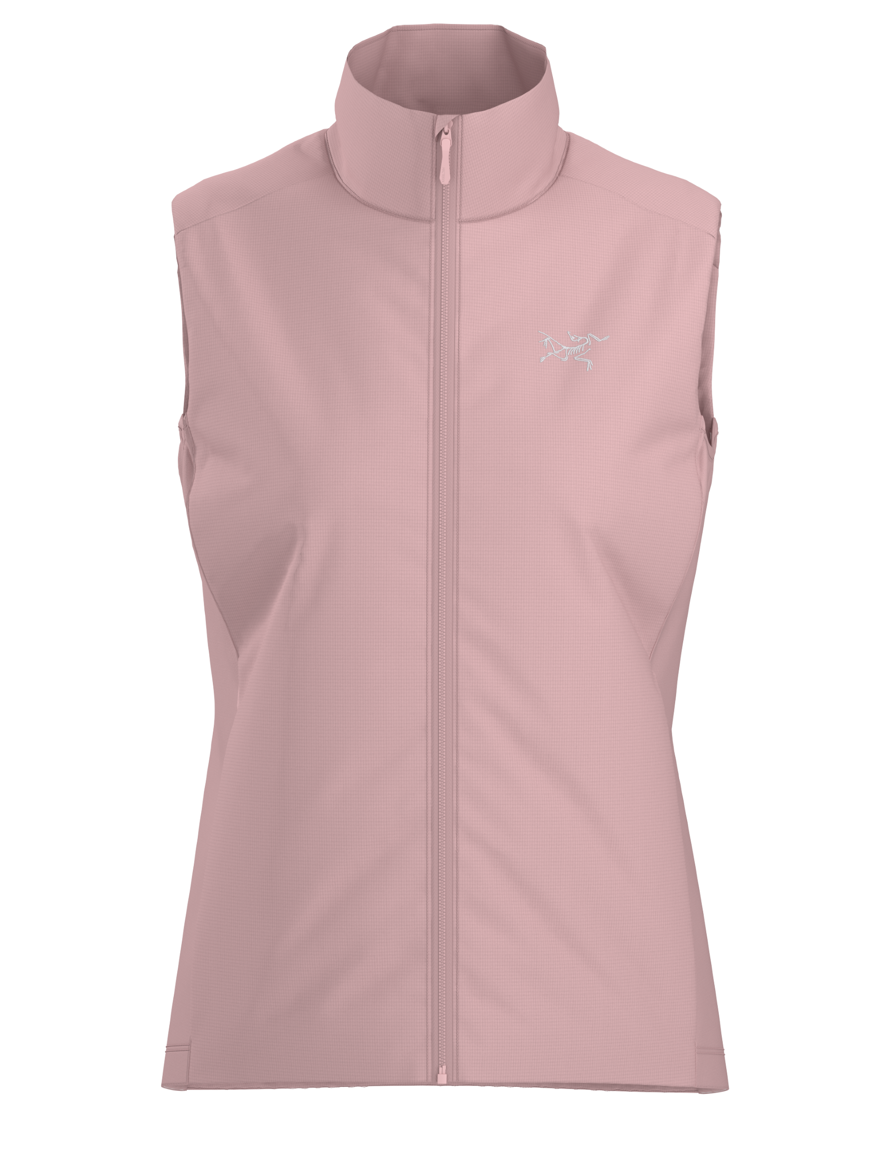 Bliss pink Arc'teryx Atom women's vest with a brand logo on a white background