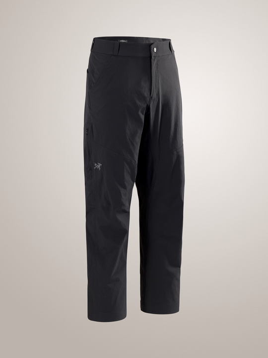 Black Arc'teryx Cronin Pants on gray background
