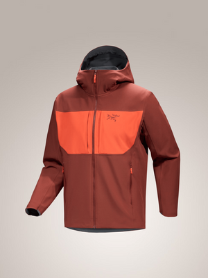 Studio image front view Arc'teryx Men's Gamma MX Hoody Sequoia and Solaris colors