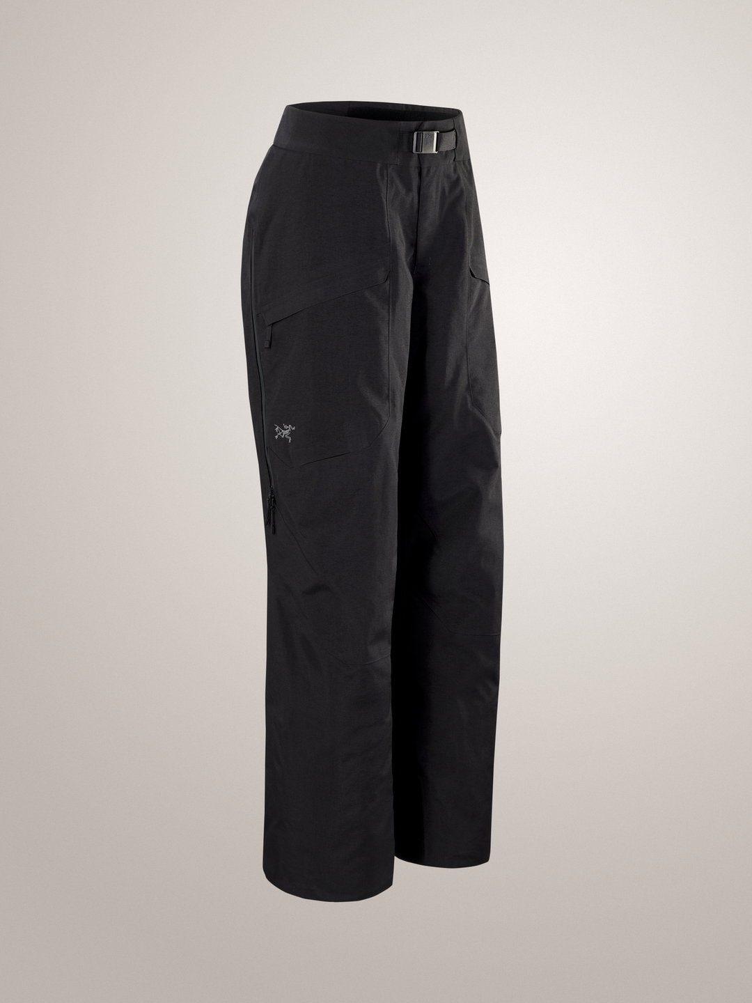 Black Arc'teryx Incendia pants on a light gray background