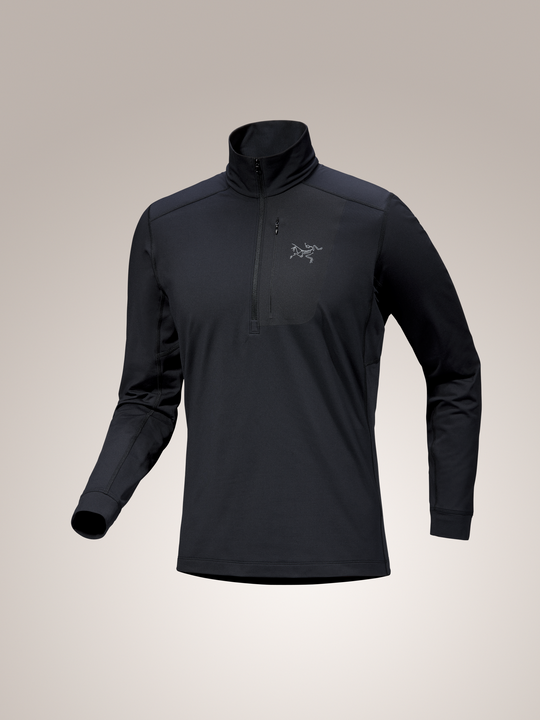 Black Arc'teryx Rho LT Zip Neck men's baselayer
