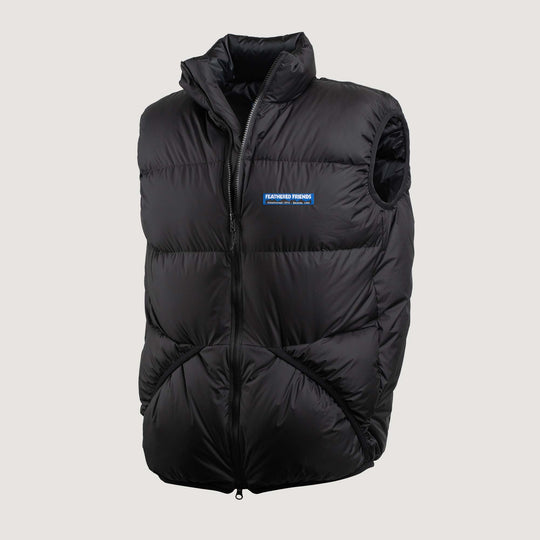 Feathered Friends Helios Down Vest Black on white background