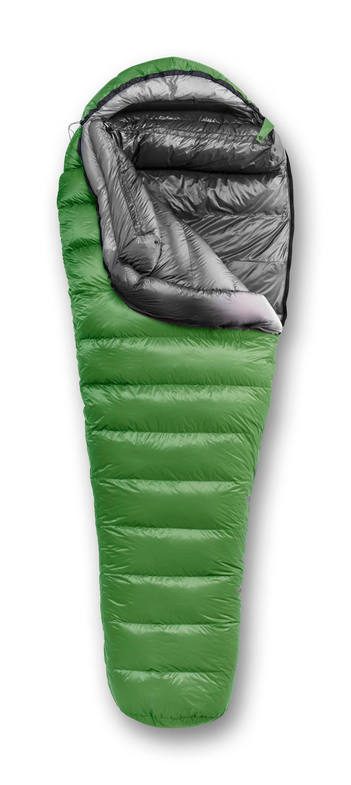 Studio image of Feathered Friends clover green Raven UL 10 Down Sleeping Bag