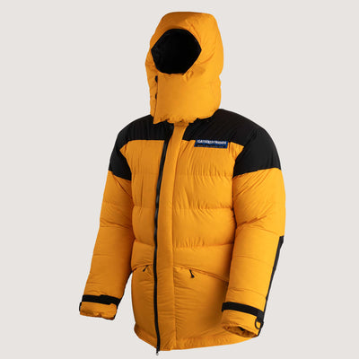 The Feathered Friends Rock & Ice Expedition Down Parka Saffron Yellow Front View