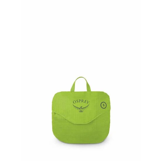 Osprey limon green rain cover packed