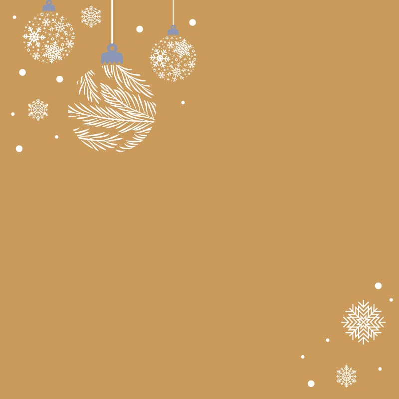 Decorative design with Christmas ornaments on a gold background