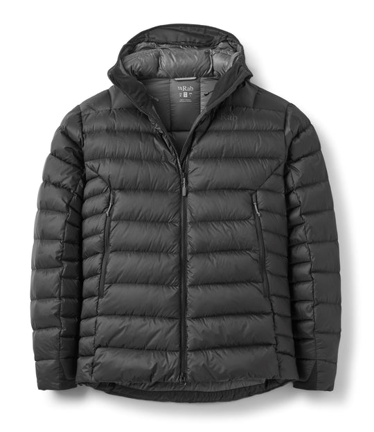 Black RAB Electron Pro men's down jacket on white background
