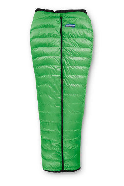 The Feathered Friends Flicker Wide Ultralight Down Quilt Sleeping Bag - Clover Green