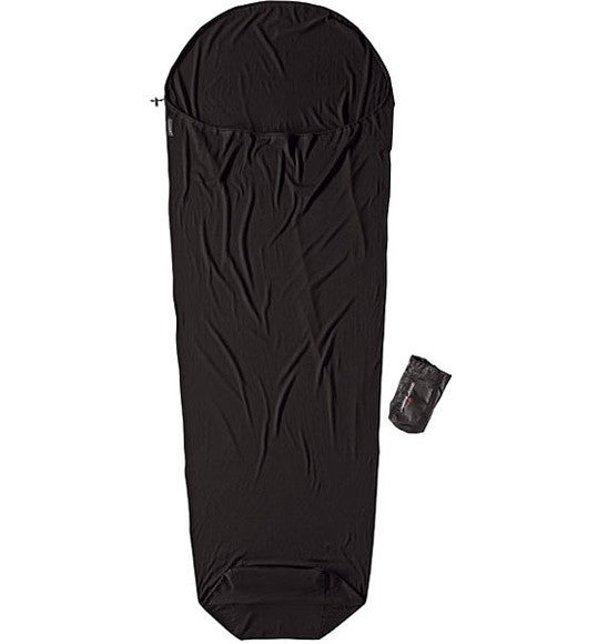 Studio lay flat image of black Cocoon Merino Wool Mummy Sleeping Bag Liner