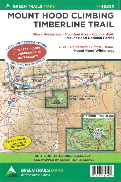 Green Trails Mount Hood Climbing Timberline Trail 462SX map cover